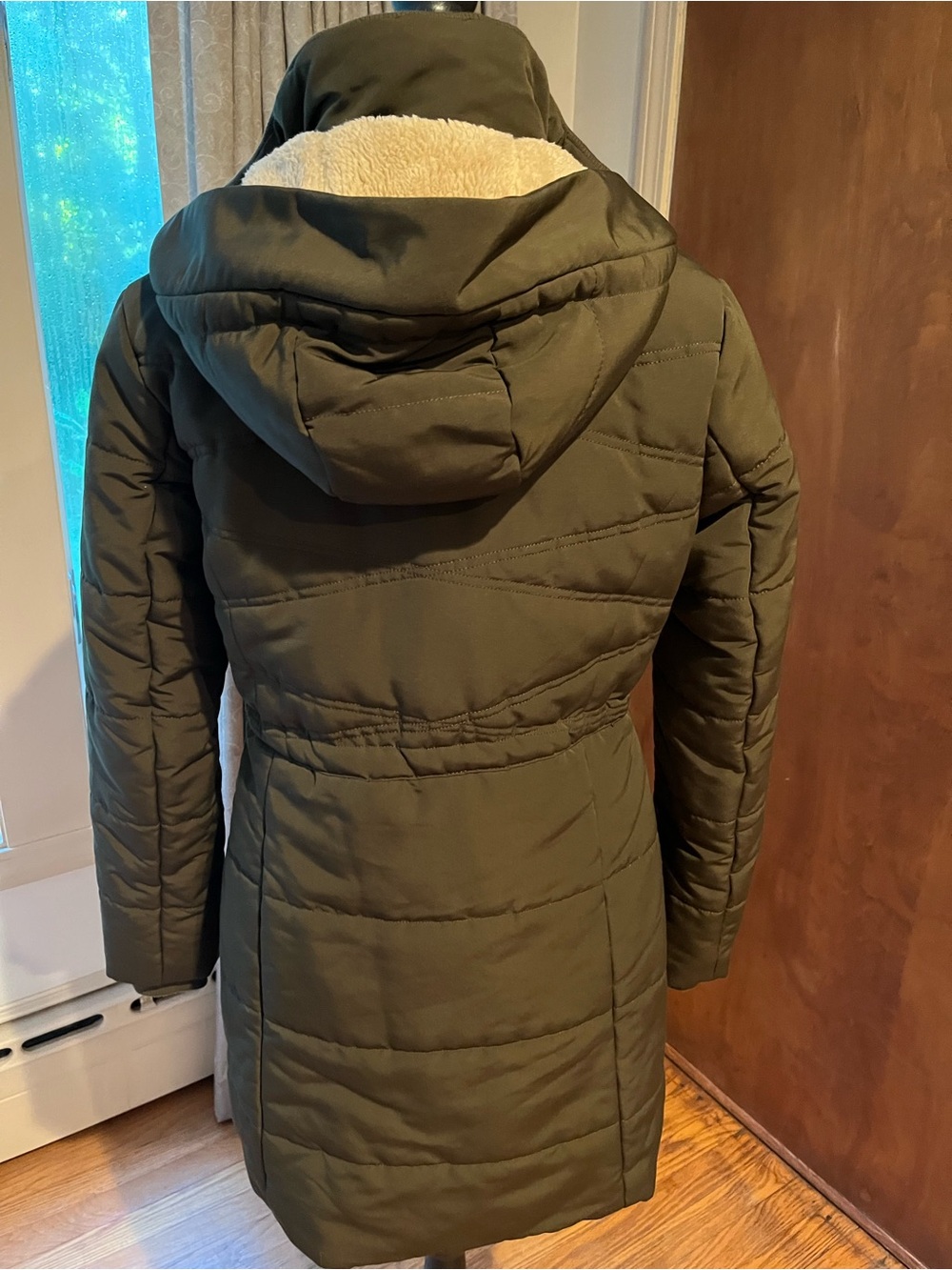 Lucky Brand Olive Quilted Long Puffer Coat - Picture 3 of 6